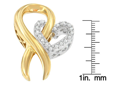 10K Yellow Gold and .925 Sterling Silver 1/10 cttw Diamond Heart Pendant Necklace (H-I, I1-I2) WEM Support (www.WEM.support)