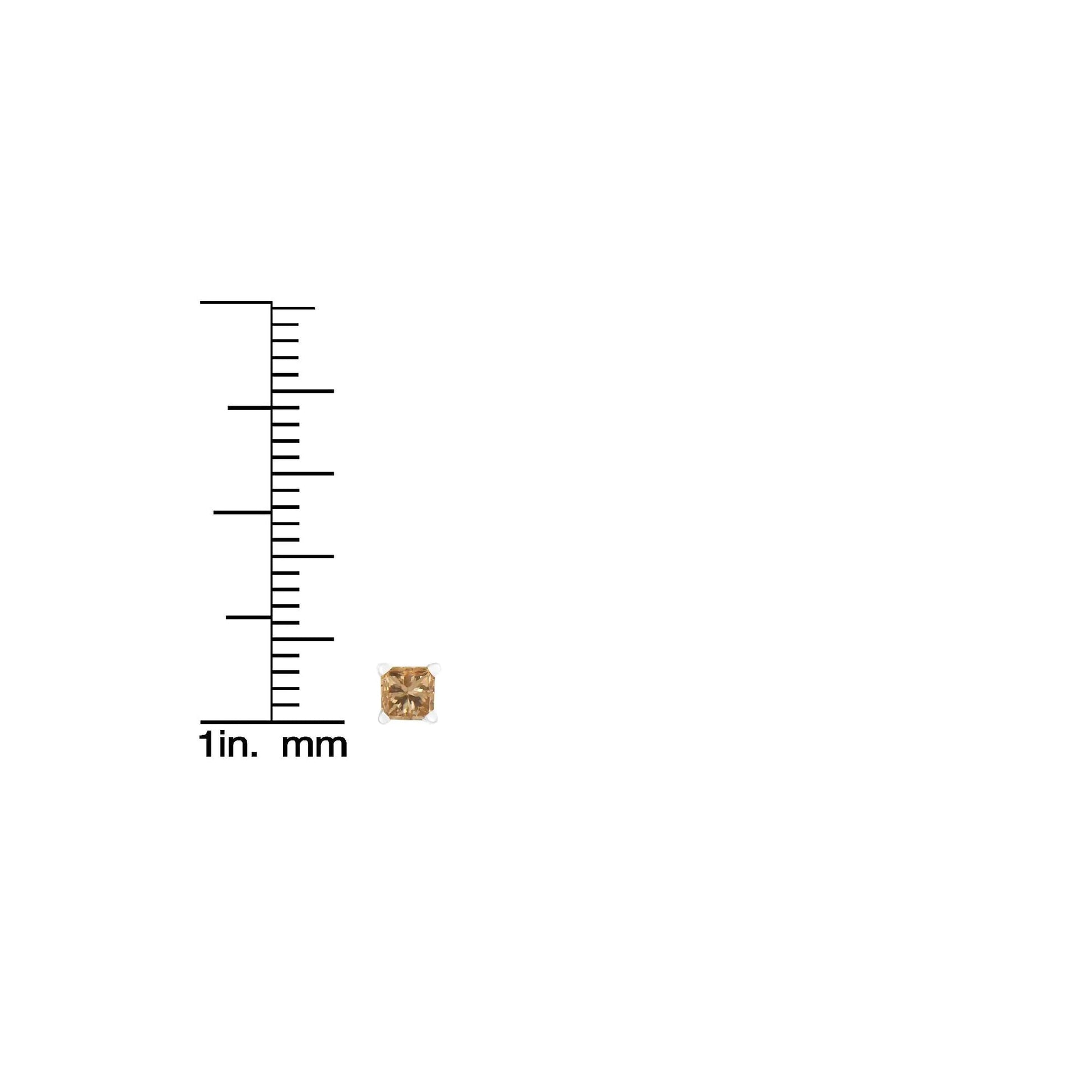 Brincos de Argola com Diamantes Champagne Quadrados de Corte Princesa 0.40 Cttw em Ouro Branco 14K (Cor Natural, Clareza I2-I3) WEM Support (www.WEM.support)