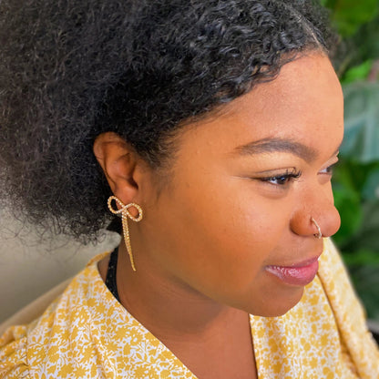 Adorable Shine Bow Earrings WEM Support (www.WEM.support)