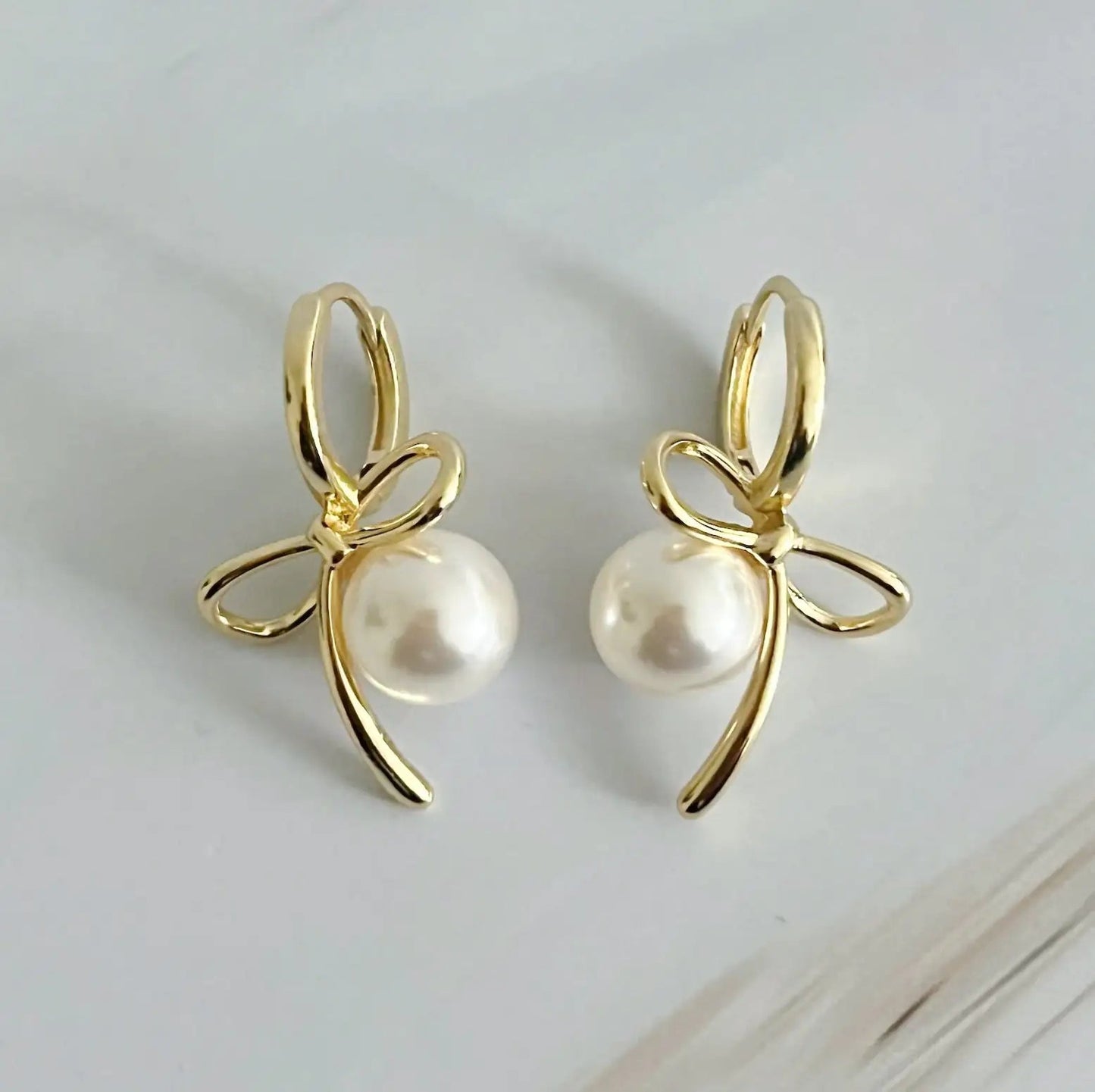Bowed With Pearl Drop Earrings WEM Support (www.WEM.support)