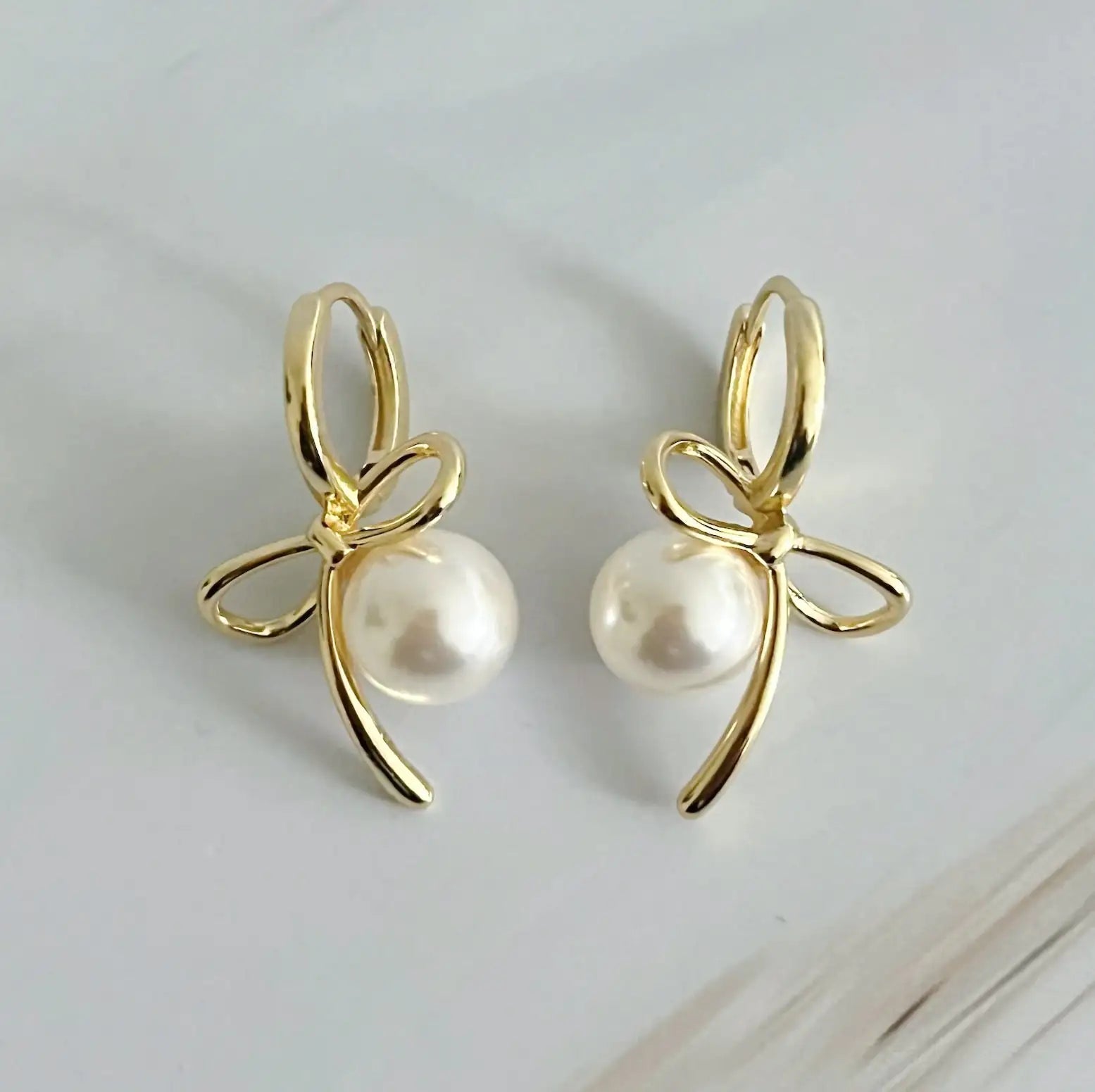 Bowed With Pearl Drop Earrings WEM Support (www.WEM.support)