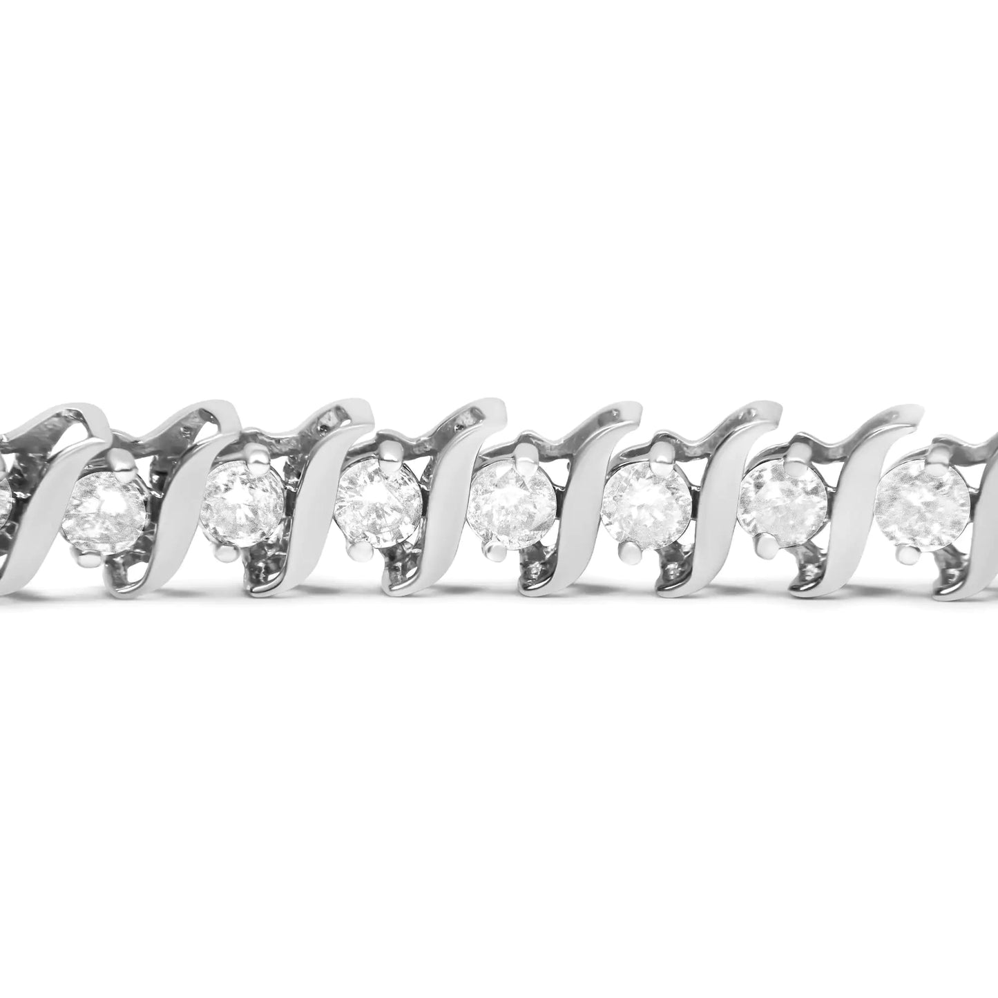 .925 Sterling Silver 4.00 Cttw Round-Cut Diamond "S"-Link Tennis Bracelet (I-J Color, I3 Clarity) - Size 7" WEM Support (www.WEM.support)