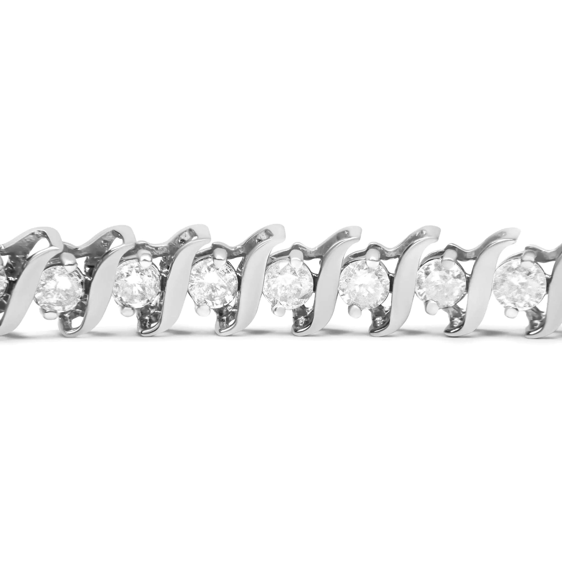 .925 Sterling Silver 4.00 Cttw Round-Cut Diamond "S"-Link Tennis Bracelet (I-J Color, I3 Clarity) - Size 7" WEM Support (www.WEM.support)