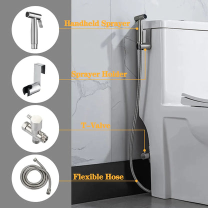 Toilet Shattaf Adapter Hose Bidet Spray Stainless Steel Handheld Shower Head US WEM Support (www.WEM.support)