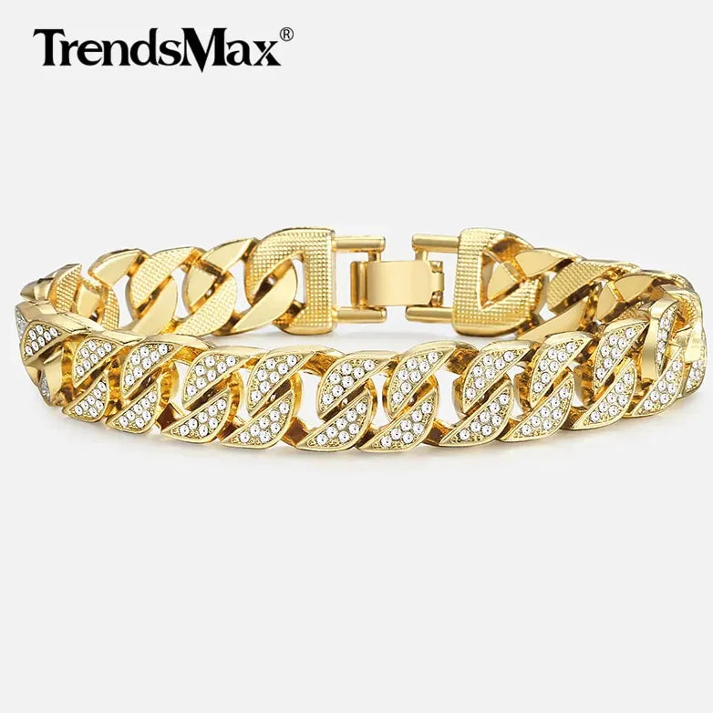 Miami Curb Cuban Chain Bracelet For Men Gold WEM Support (www.WEM.support)