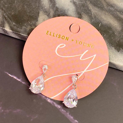 Crystal Clear Teardrop Earrings WEM Support (www.WEM.support)