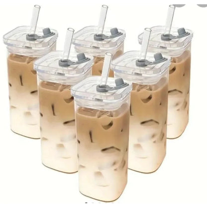 Square Transparent Coffee Cup with Lid WEM Support (www.WEM.support)