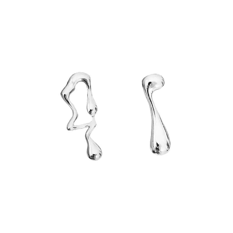 Irregular Liquid Metal Punk Hoop Earrings WEM Support (www.WEM.support)