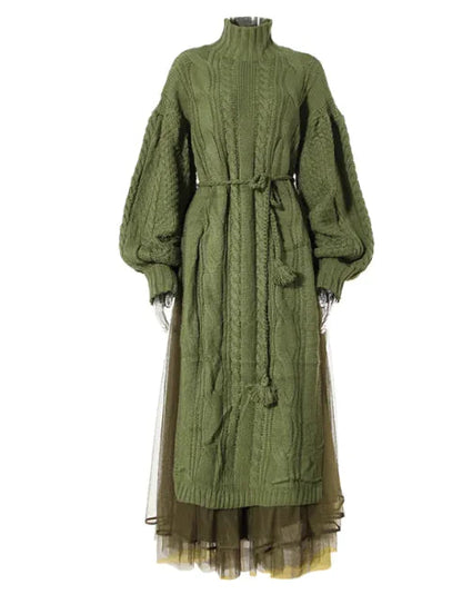 Chic Lantern Sleeve Sweater Skirt Set WEM Support (www.WEM.support)