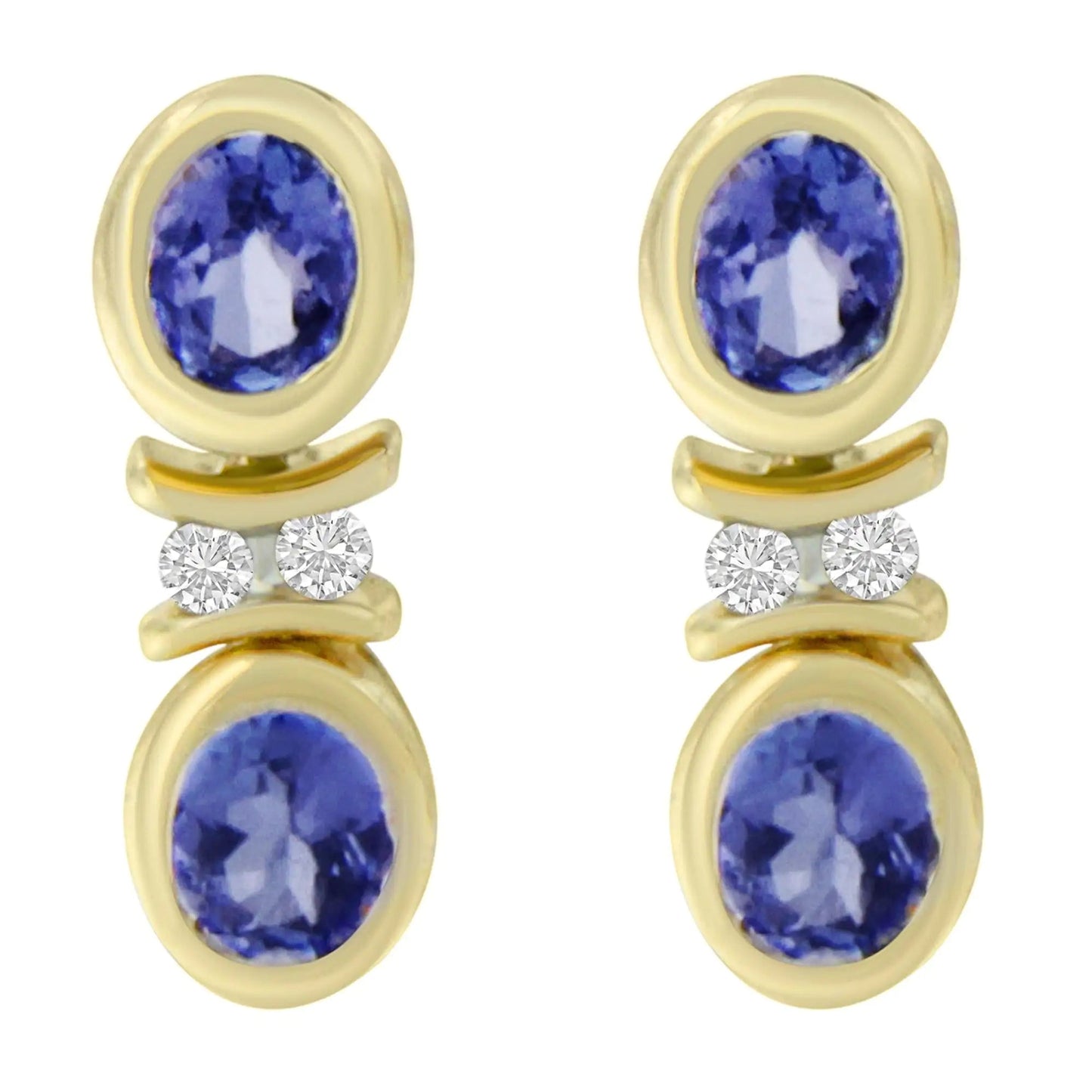 14K Yellow Gold Round Cut Diamond Tanzanite Earrings (1.60 cttw, I-J Color, I1-I2 Clarity) WEM Support (www.WEM.support)