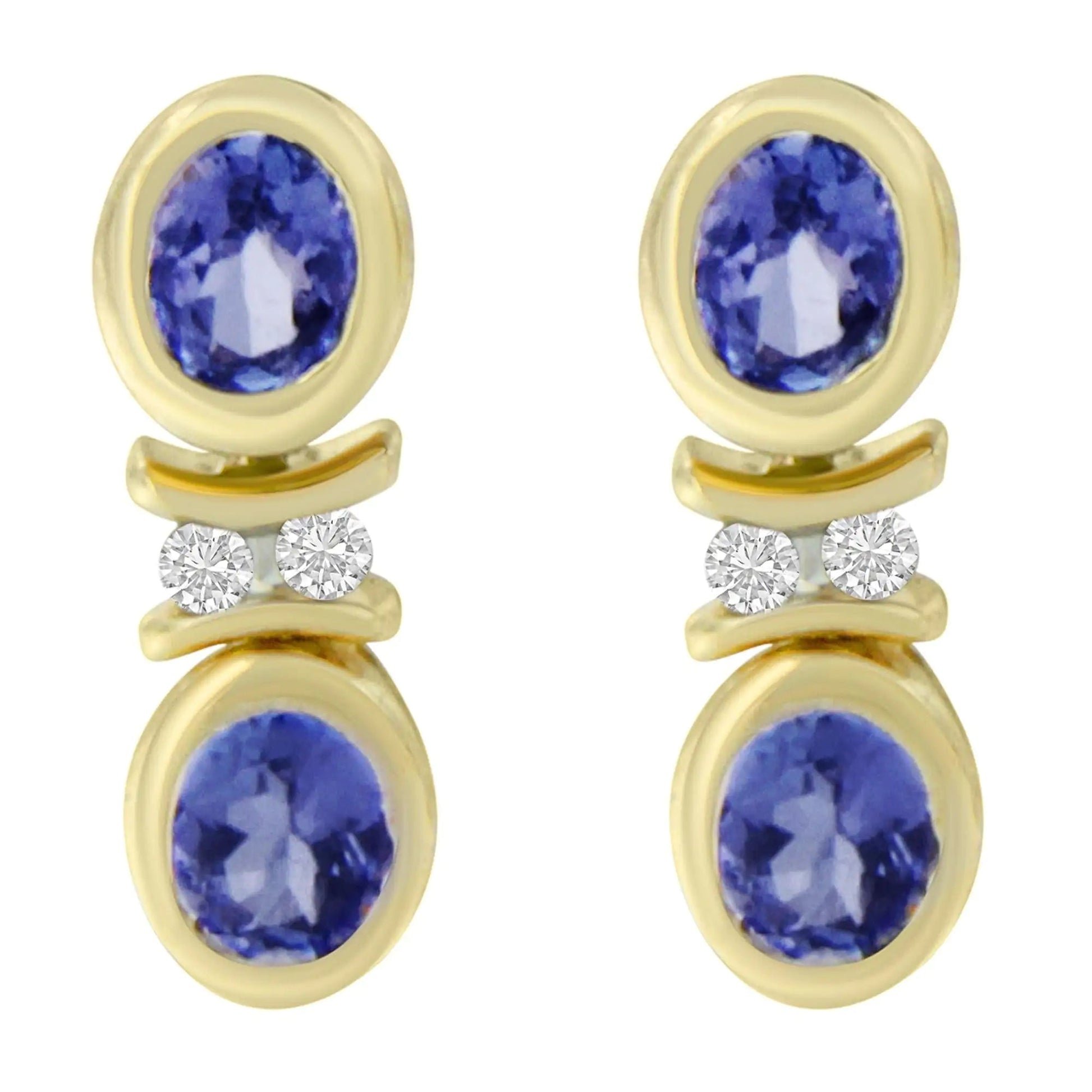 14K Yellow Gold Round Cut Diamond Tanzanite Earrings (1.60 cttw, I-J Color, I1-I2 Clarity) WEM Support (www.WEM.support)