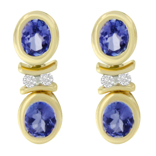 14K Yellow Gold Round Cut Diamond Tanzanite Earrings (1.60 cttw, I-J Color, I1-I2 Clarity) WEM Support (www.WEM.support)