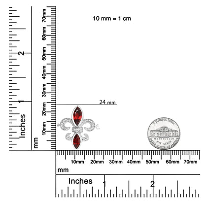 .925 Sterling Silver Marquise Garnet  and Diamond Accent Lariat 4”-10” Fleur De Lis Adjustable Bolo Bracelet (H-I Color, SI1-SI2 Clarity) WEM Support (www.WEM.support)