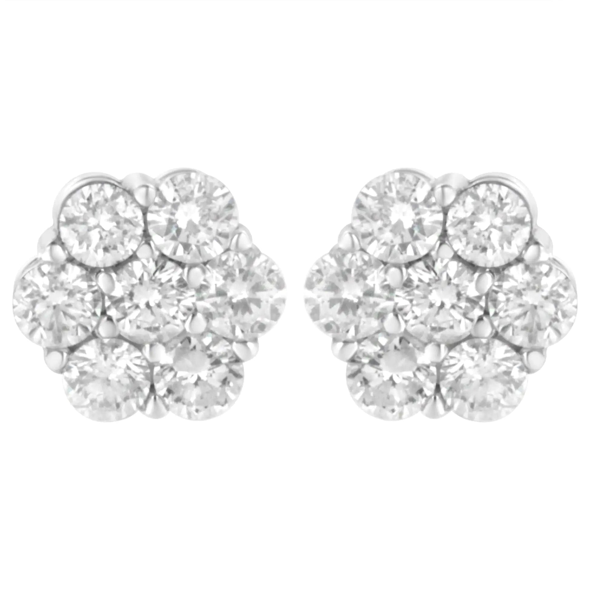 14K White Gold 4 cttw Diamond Flower Earring (H-I Clarity, SI2-I1 Color) WEM Support (www.WEM.support)
