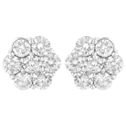14K White Gold 4 cttw Diamond Flower Earring (H-I Clarity, SI2-I1 Color) WEM Support (www.WEM.support)