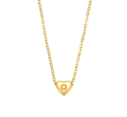 Heart Charm Gold Necklet - Initial Love HejK.com Marketplace LLC