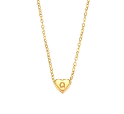 Heart Charm Gold Necklet - Initial Love HejK.com Marketplace LLC