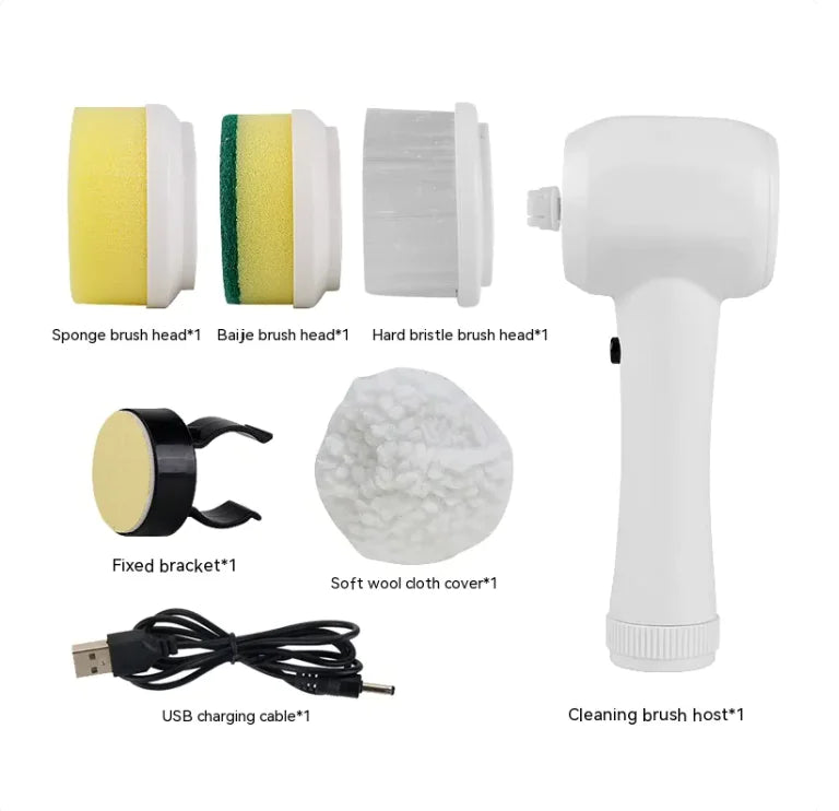 Electric Cleaning Brush 4 In 1 Spinning Scrubber Handheld Electric Cordless Cleaning Brush Portable HejK.com Marketplace LLC