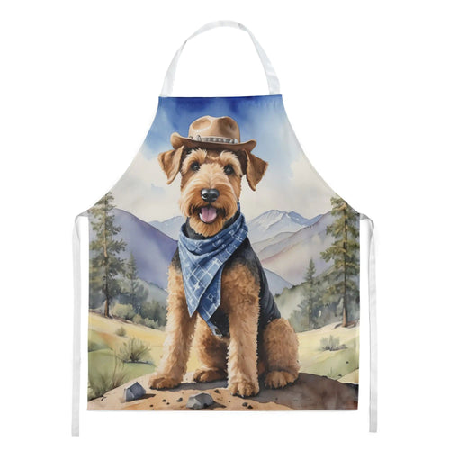 Airedale Terrier Cowboy Welcome Apron WEM Support (www.WEM.support)