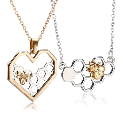 Honeycomb Heart Pendant With Chain WEM Support (www.WEM.support)