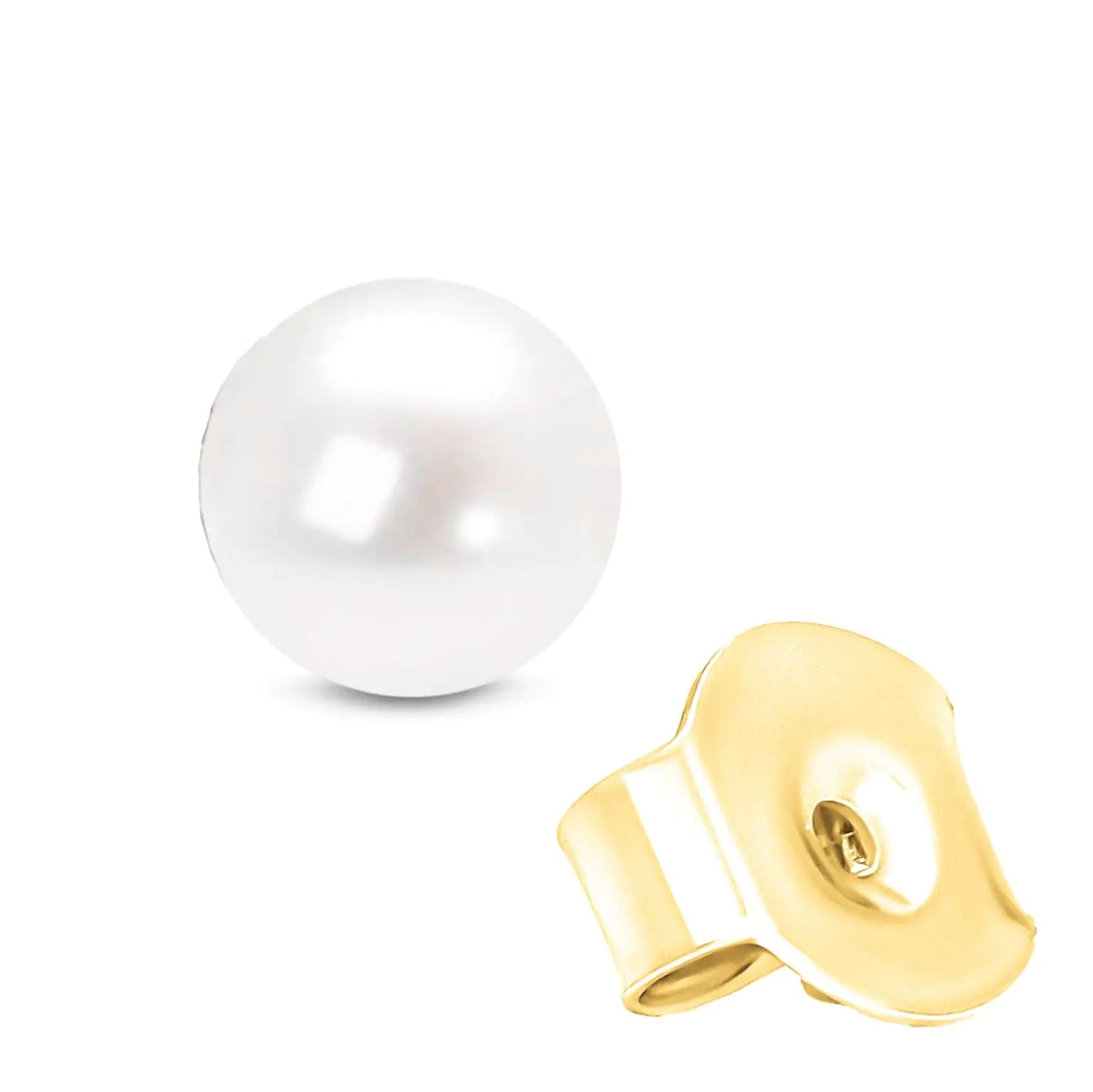 14K Gold Round White Saltwater Akoya Cultured Pearl Stud Earrings AAA+ Quality - Choice of MM Size WEM Support (www.WEM.support)