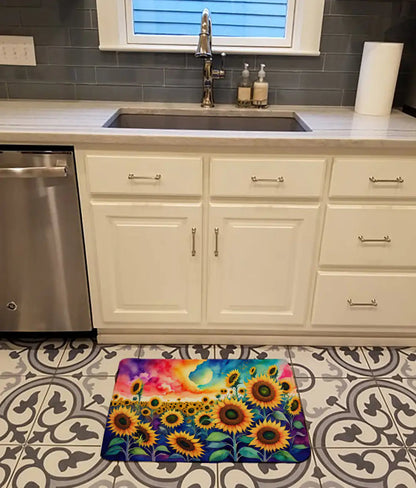Sunflowers in Color Memory Foam Kitchen Mat WEM Support (www.WEM.support)