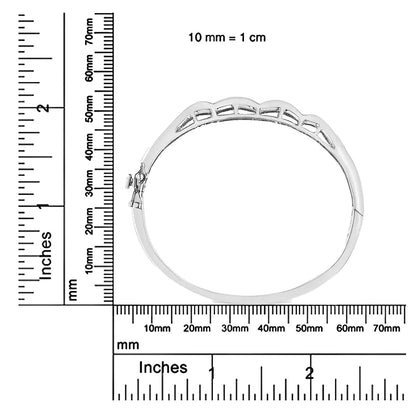 14K White Gold 3 1/3 Cttw Invisible Set Princess-Cut Diamond Wave Bangle Bracelet (H-I Color, SI1-SI2 Clarity) - Size 7" WEM Support (www.WEM.support)