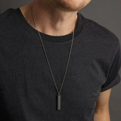 Matte Black Long Necklace With Square Pendant WEM Support (www.WEM.support)