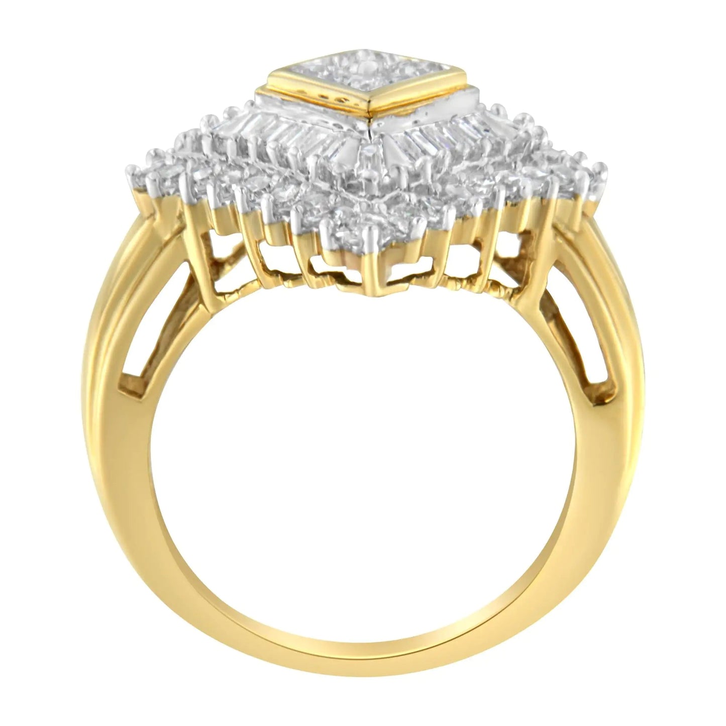 10K Yellow Gold Diamond Ballerina Ring (1 Cttw, I-J Color, I1-I2 Clarity) WEM Support (www.WEM.support)
