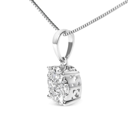 14k White Gold 1/2 Cttw Lab Grown Diamond Floral Cluster Pendant 18" Necklace (G-H Color, VS1-VS2 Clarity) WEM Support (www.WEM.support)