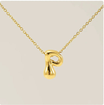 Women's Glossy Bubble Letter Pendant Necklace WEM Support (www.WEM.support)