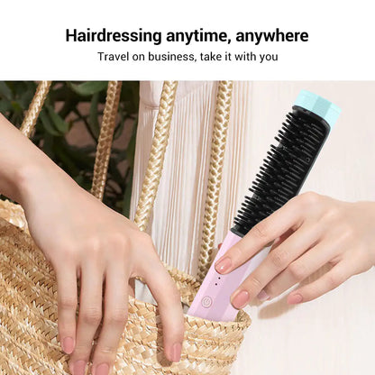 Straightening Comb Rechargeable Hair Wireless Straightener Curler Curling Straighten Dual-purpose Travel Portable USB Charging WEM Support (www.WEM.support)