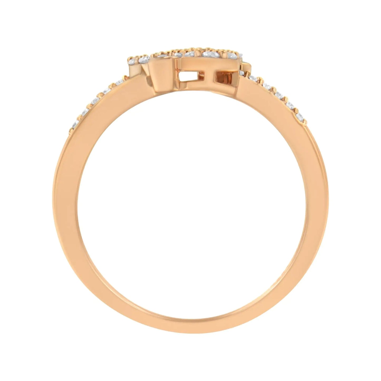 14K Rose Gold Plated .925 Sterling Silver 1/2 Cttw Diamond Scatter Composite Bypass Ring (I-J Color, I1-I2 Clarity) WEM Support (www.WEM.support)