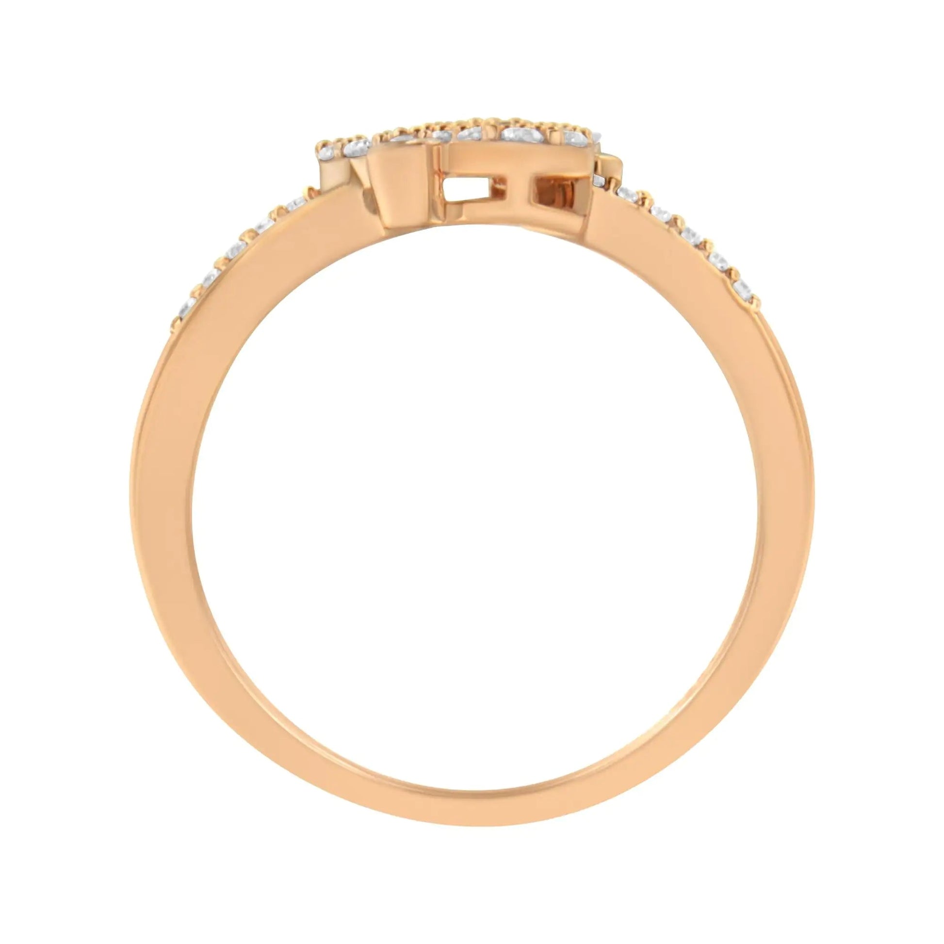 14K Rose Gold Plated .925 Sterling Silver 1/2 Cttw Diamond Scatter Composite Bypass Ring (I-J Color, I1-I2 Clarity) WEM Support (www.WEM.support)