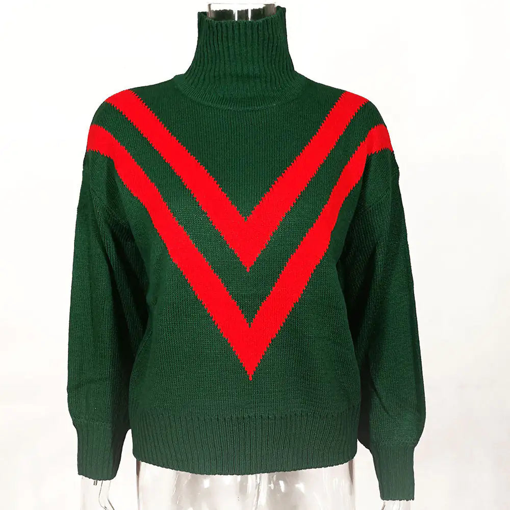 Turtleneck Long Sleeve Loose Retro Women's Sweater WEM Support (www.WEM.support)