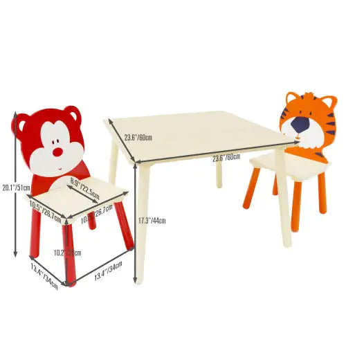 Solid Wood Children's Table Set With 2 Chairs WEM Support (www.WEM.support)