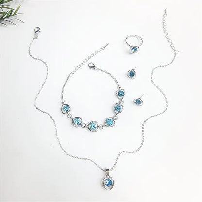 Luxury Cutout Heart Colored Zircon Stud Earring Bracelet Necklace WEM Support (www.WEM.support)