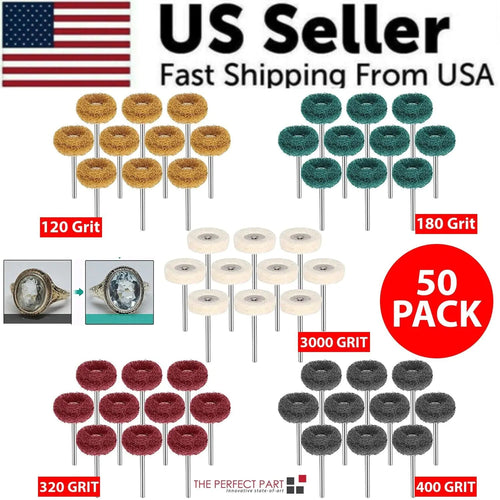 50 Metal Polishing Buffing Wheel Burr Kit Rotary Tool Accessories Set For Dremel WEM Support (www.WEM.support)