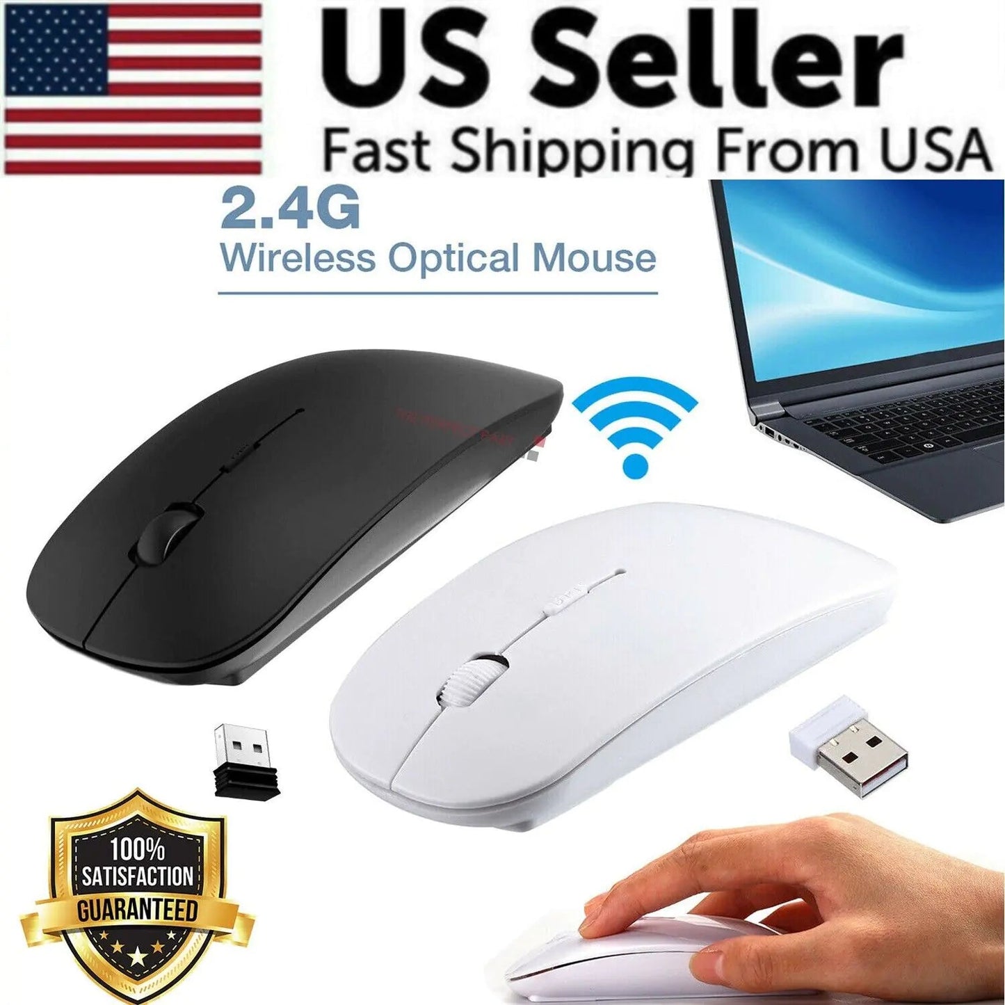 2.4GHz USB Wireless Optical Mouse Mice For Apple Mac Macbook Pro Air PC WEM Support (www.WEM.support)