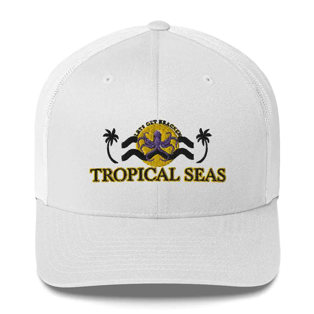Tropical Lets Get Kraken Trucker Hat WEM Support (www.WEM.support)