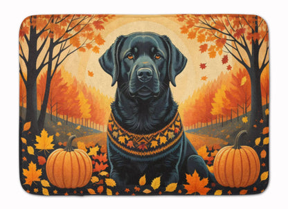 Black Labrador Retriever Fall Memory Foam Kitchen Mat WEM Support (www.WEM.support)