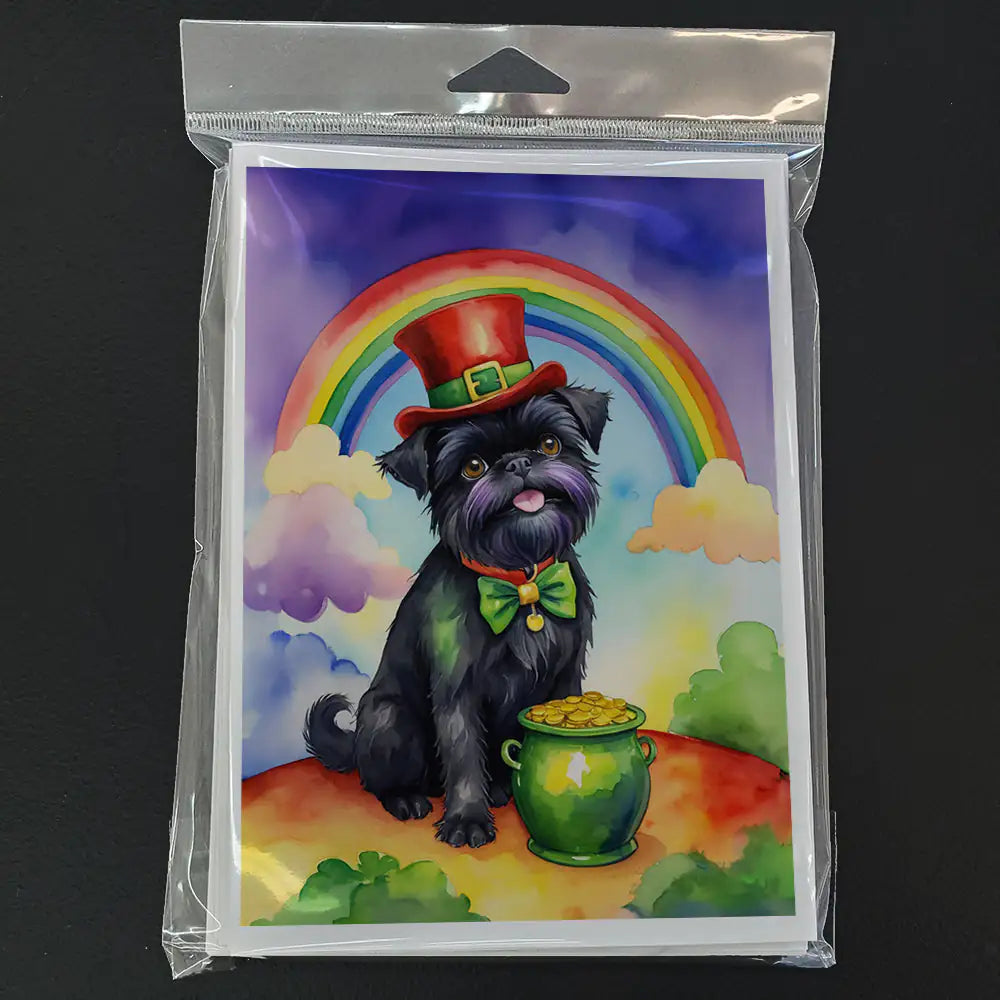 Affenpinscher St Patrick's Day Greeting Cards Pack of 8 WEM Support (www.WEM.support)