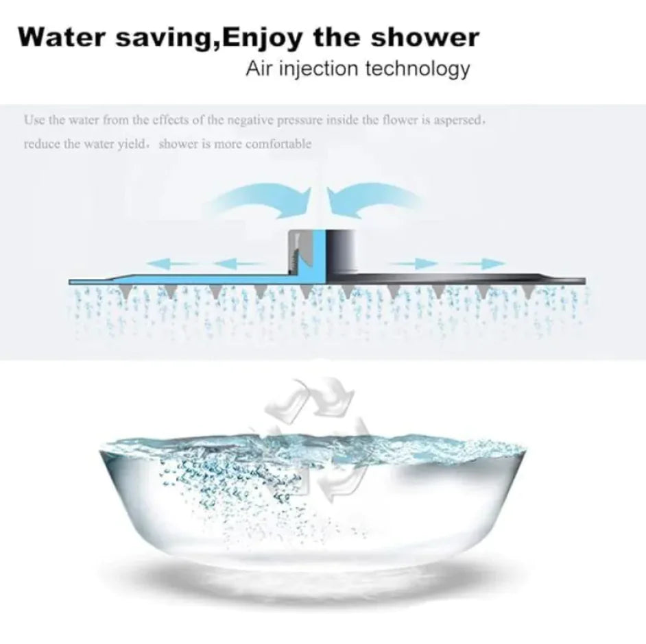 Large Chrome Stainless Steel Rainfall Shower Head