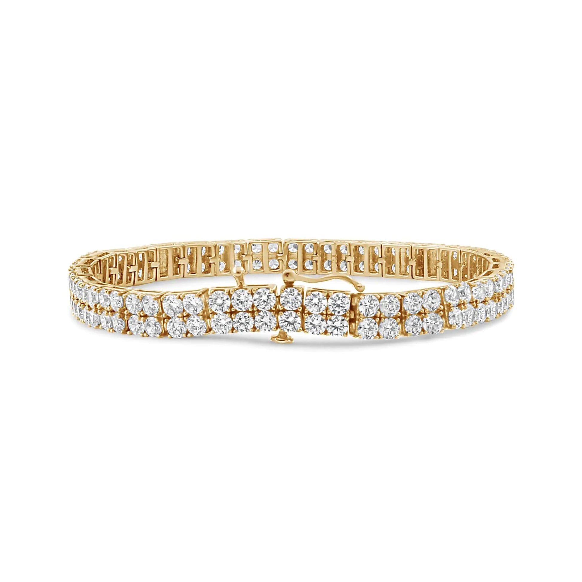 14K Yellow Gold 10.0 Cttw Diamond 2 Row Tennis Bracelet (L-M Color, I2-I3 Clarity) - Size 7.25 Inches WEM Support (www.WEM.support)