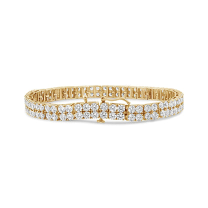 14K Yellow Gold 10.0 Cttw Diamond 2 Row Tennis Bracelet (L-M Color, I2-I3 Clarity) - Size 7.25 Inches WEM Support (www.WEM.support)