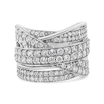 .925 Sterling Silver 2.00 Cttw Round-Cut Diamond Overlapping Bypass Band Ring (I-J Color, I2-I3 Clarity) WEM Support (www.WEM.support)