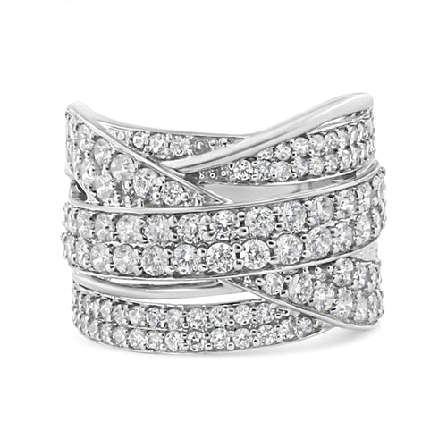 .925 Sterling Silver 2.00 Cttw Round-Cut Diamond Overlapping Bypass Band Ring (I-J Color, I2-I3 Clarity) WEM Support (www.WEM.support)