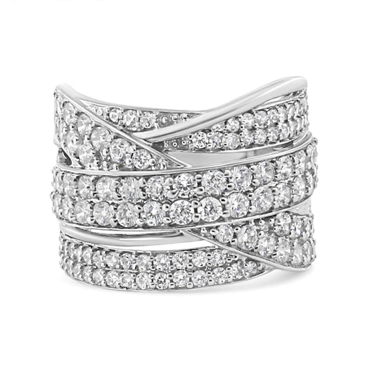 .925 Sterling Silver 2.00 Cttw Round-Cut Diamond Overlapping Bypass Band Ring (I-J Color, I2-I3 Clarity) WEM Support (www.WEM.support)