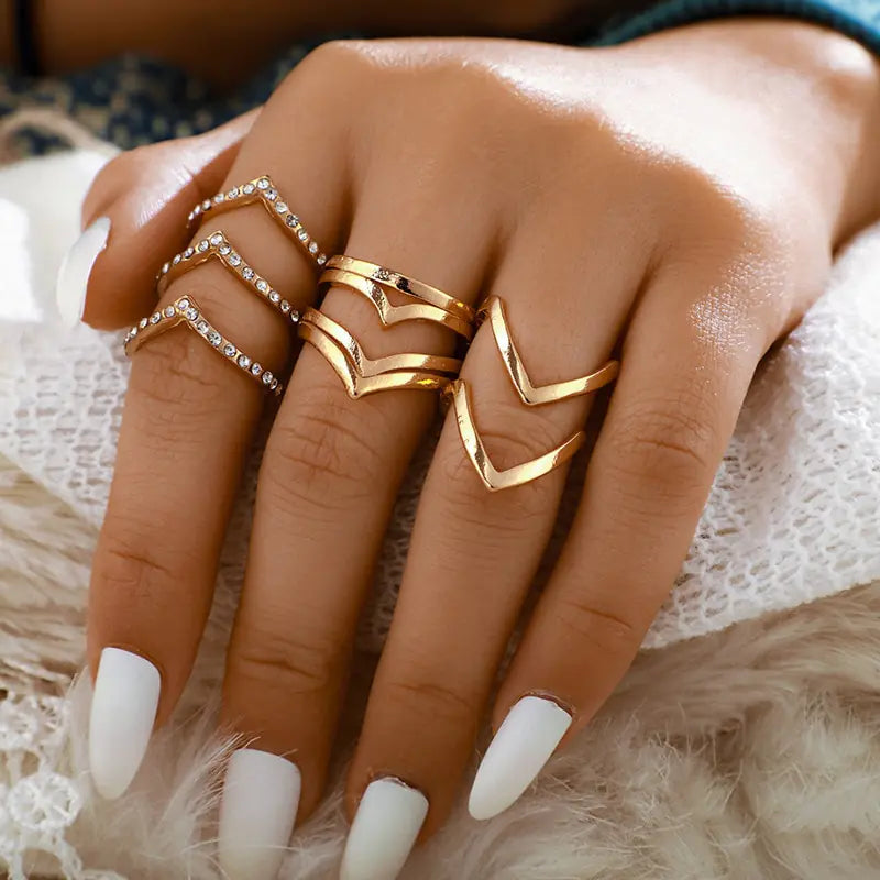 Fashion Boho Crystal Joint Ring Set WEM Support (www.WEM.support)