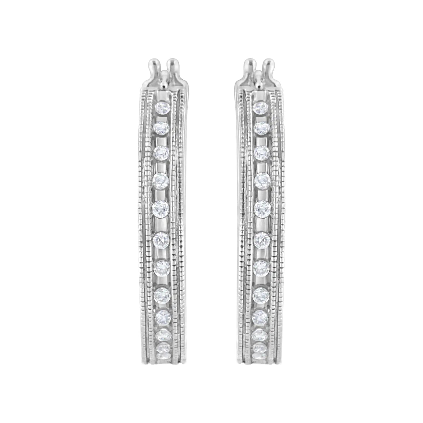 .925 Sterling Silver 1/2 cttw Lab Grown Diamond Hoop Earring (F-G Color, VS2-SI1 Clarity) WEM Support (www.WEM.support)